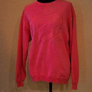 Pink Heart Embroidered Women's Sweater